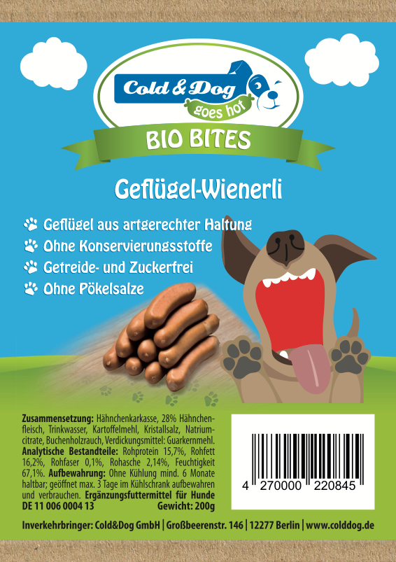 Geflügelwiener für Hund&Katz - Hähnchen aus artgerechter Haltung 3x100g